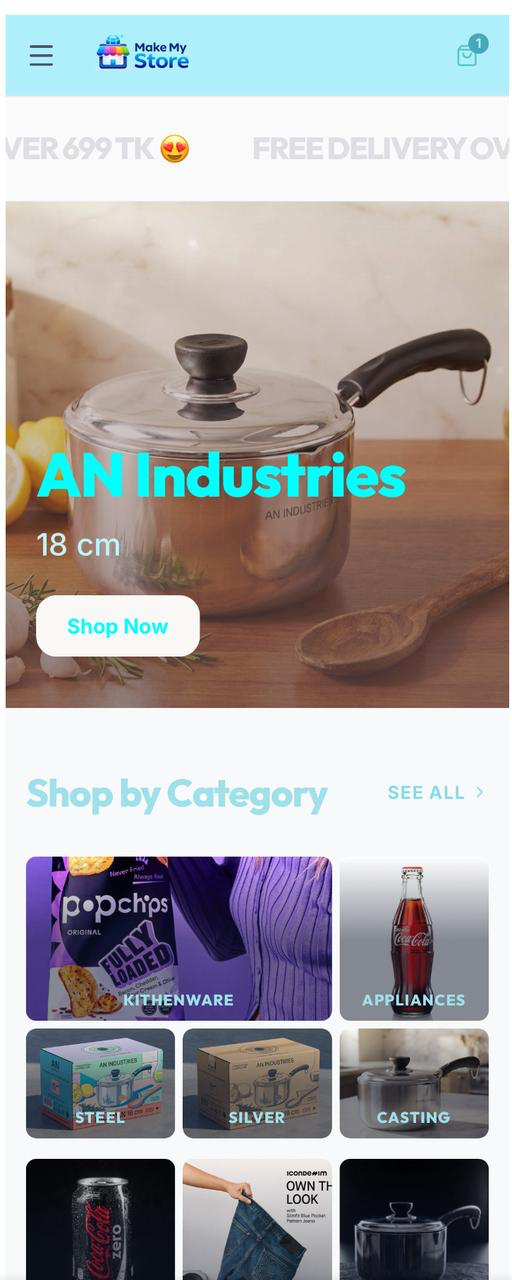Storefront hero and category section