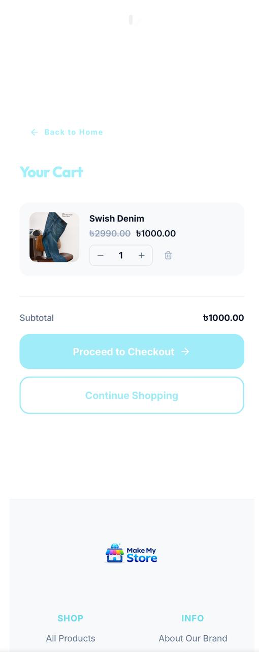 Cart page with checkout action
